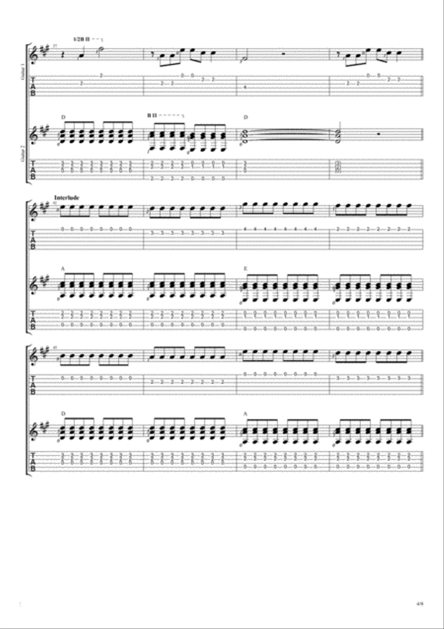 Yellow Guitar Tablature scores gallery preview page 4