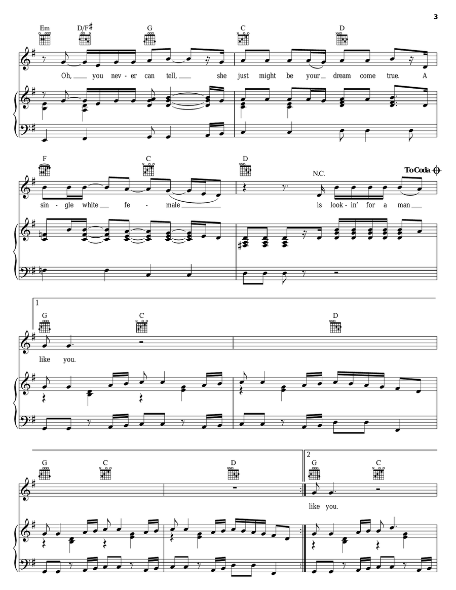 Single White Female Single White Female Piano, Vocal, Guitar scores gallery preview page 3