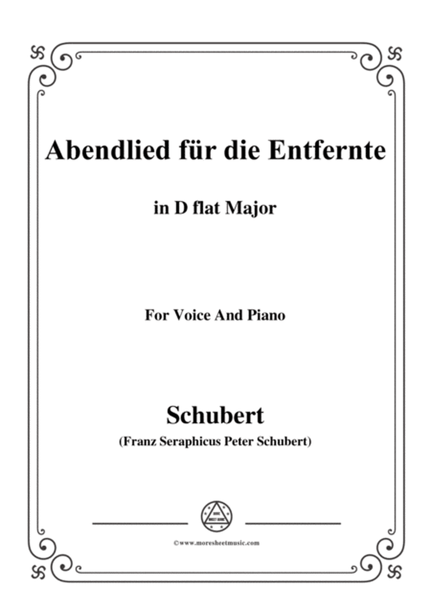 Schubert-Abendlied für die Entfernte,Op.88,in D flat Major,for Voice&Piano image number null