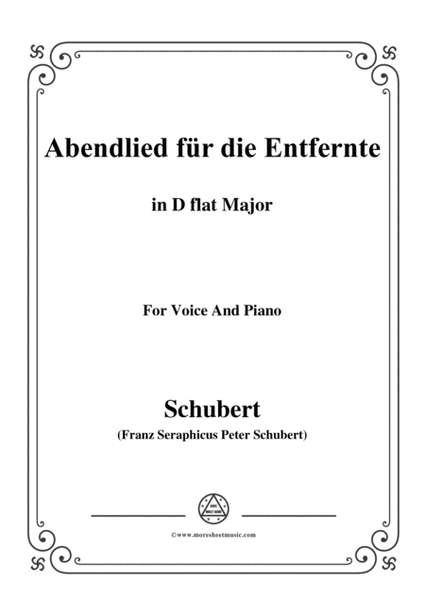 Schubert-Abendlied für die Entfernte,Op.88,in D flat Major,for Voice&Piano image number null
