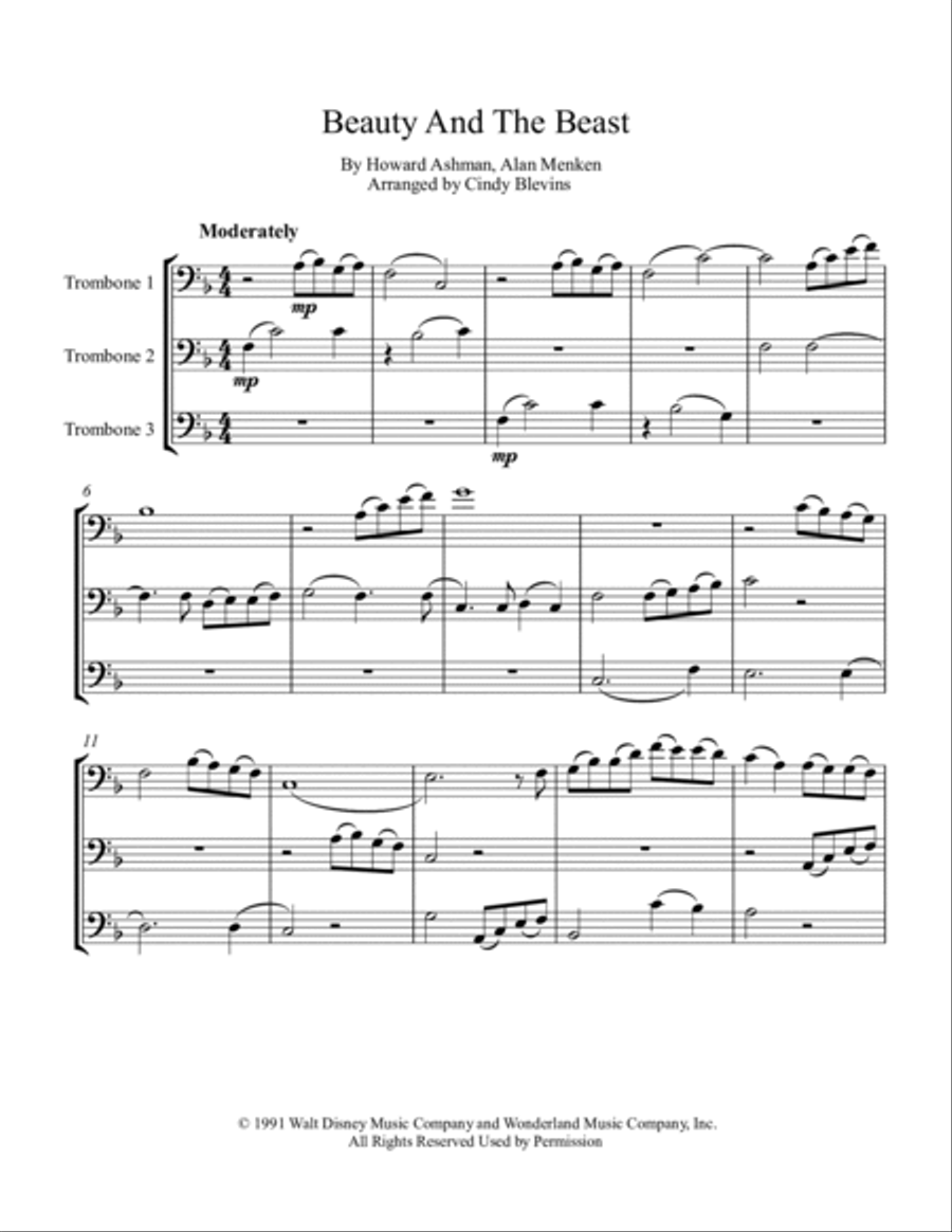 Beauty And The Beast Trombone Solo scores gallery preview page 2