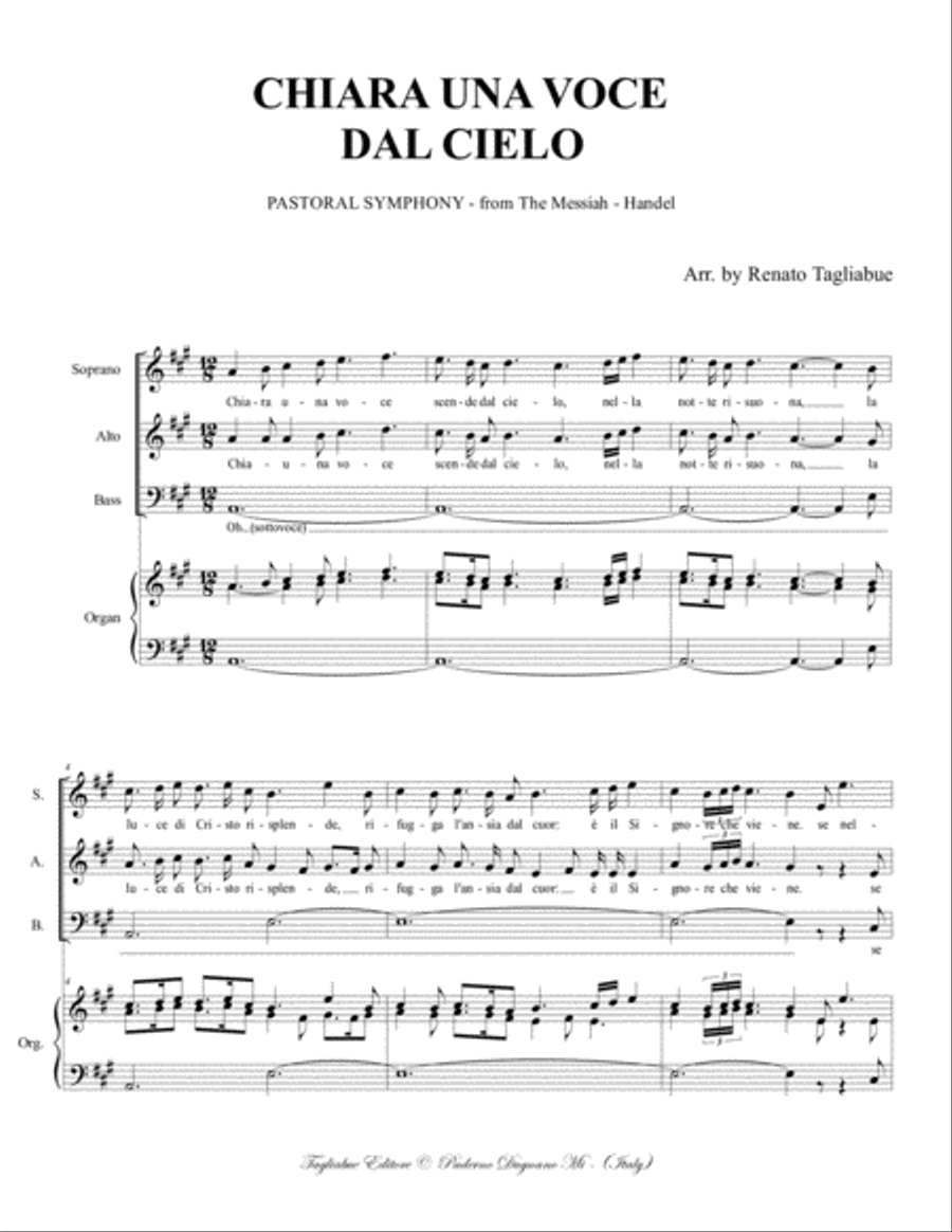 PASTORAL SYMPHONY from The Messiah - Arr. for SAB Choir and Organ - Italian Lyrics 3-Part scores gallery preview page 2