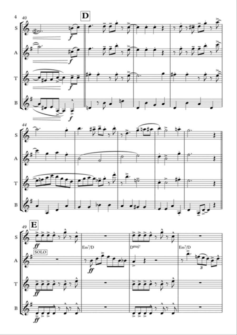 The Polar Express Saxophone Quartet scores gallery preview page 4