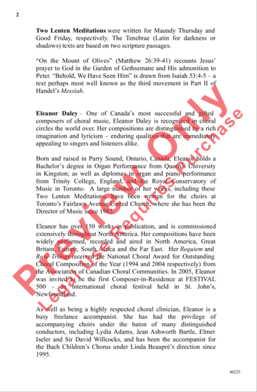Two Lenten Meditations Two Lenten Meditations 4-Part scores gallery preview page 2