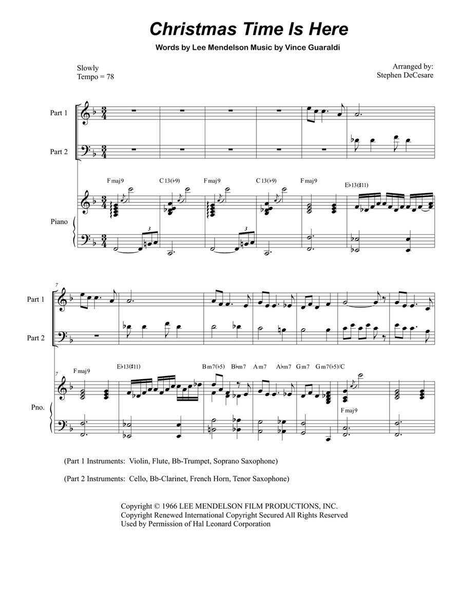 Christmas Time Is Here Large Ensemble scores gallery preview page 1
