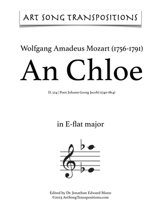 Book cover for MOZART: An Chloe, K. 524 (transposed to E-flat major, D major, and D-flat major)