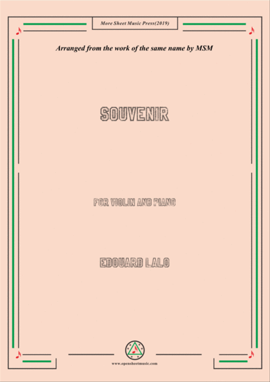 Lalo-Souvenir, for Violin and Piano Violin Solo scores gallery preview page 1
