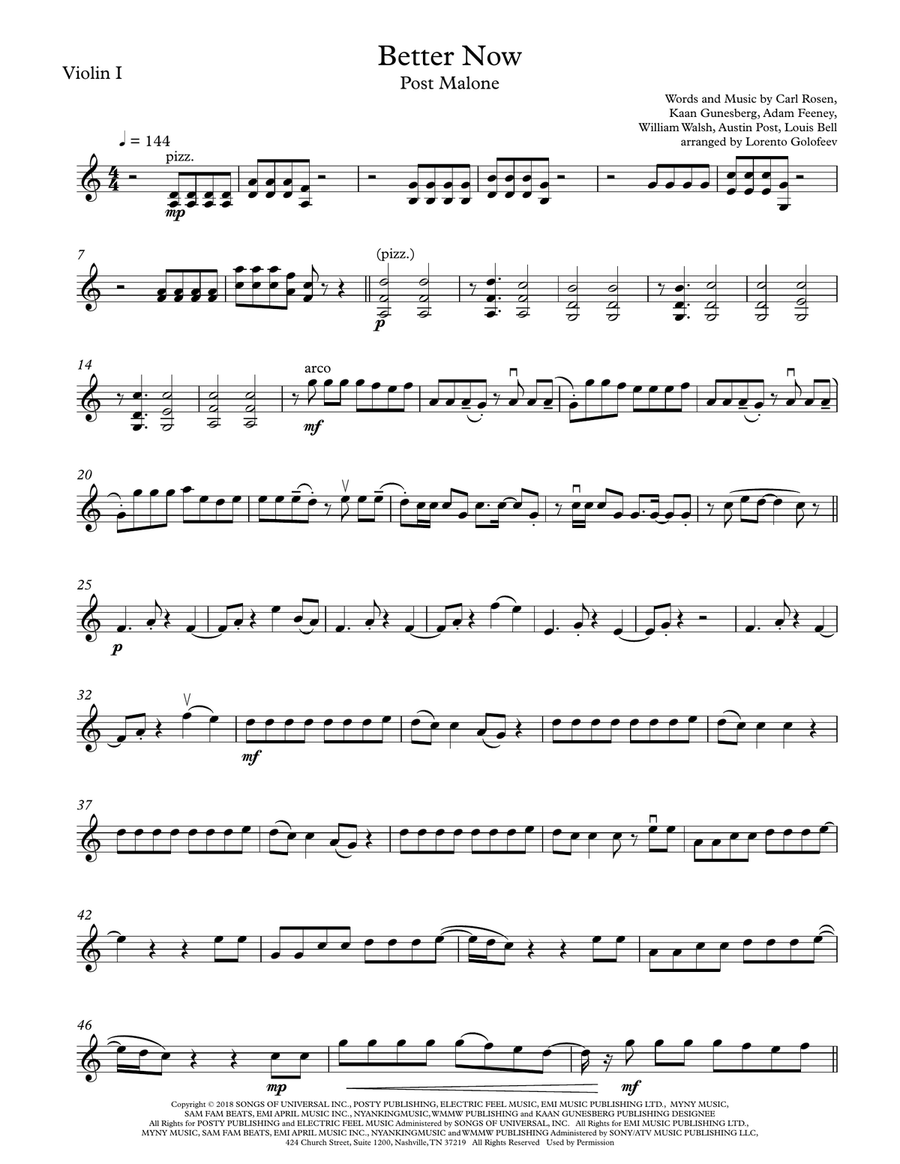 Better Now String Quartet scores gallery preview page 1