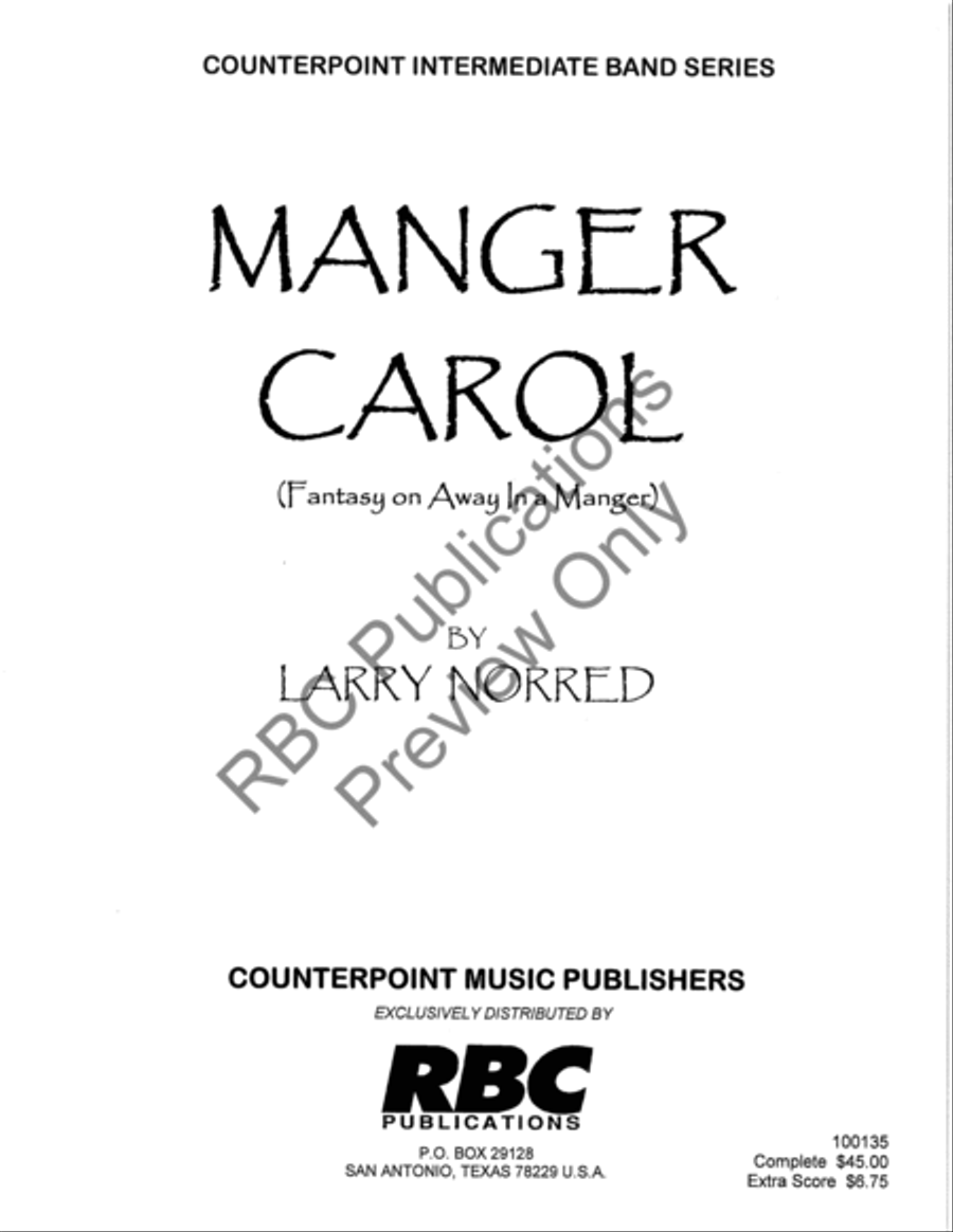 Manger Carol Fantasy On Away In A Manger (Score) Concert Band scores gallery preview page 2