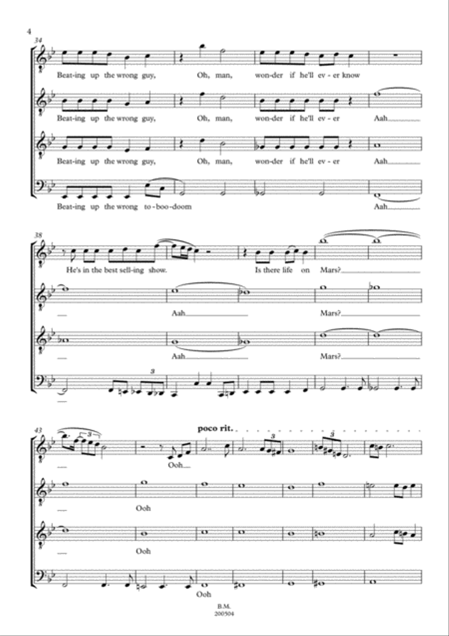Life On Mars TTBB scores gallery preview page 4