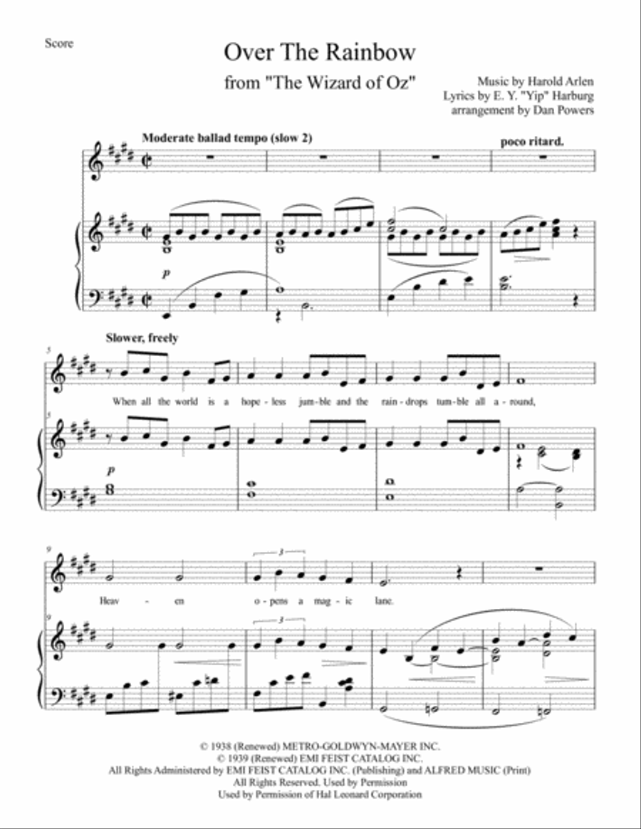 Over The Rainbow (from The Wizard Of Oz) Voice scores gallery preview page 1