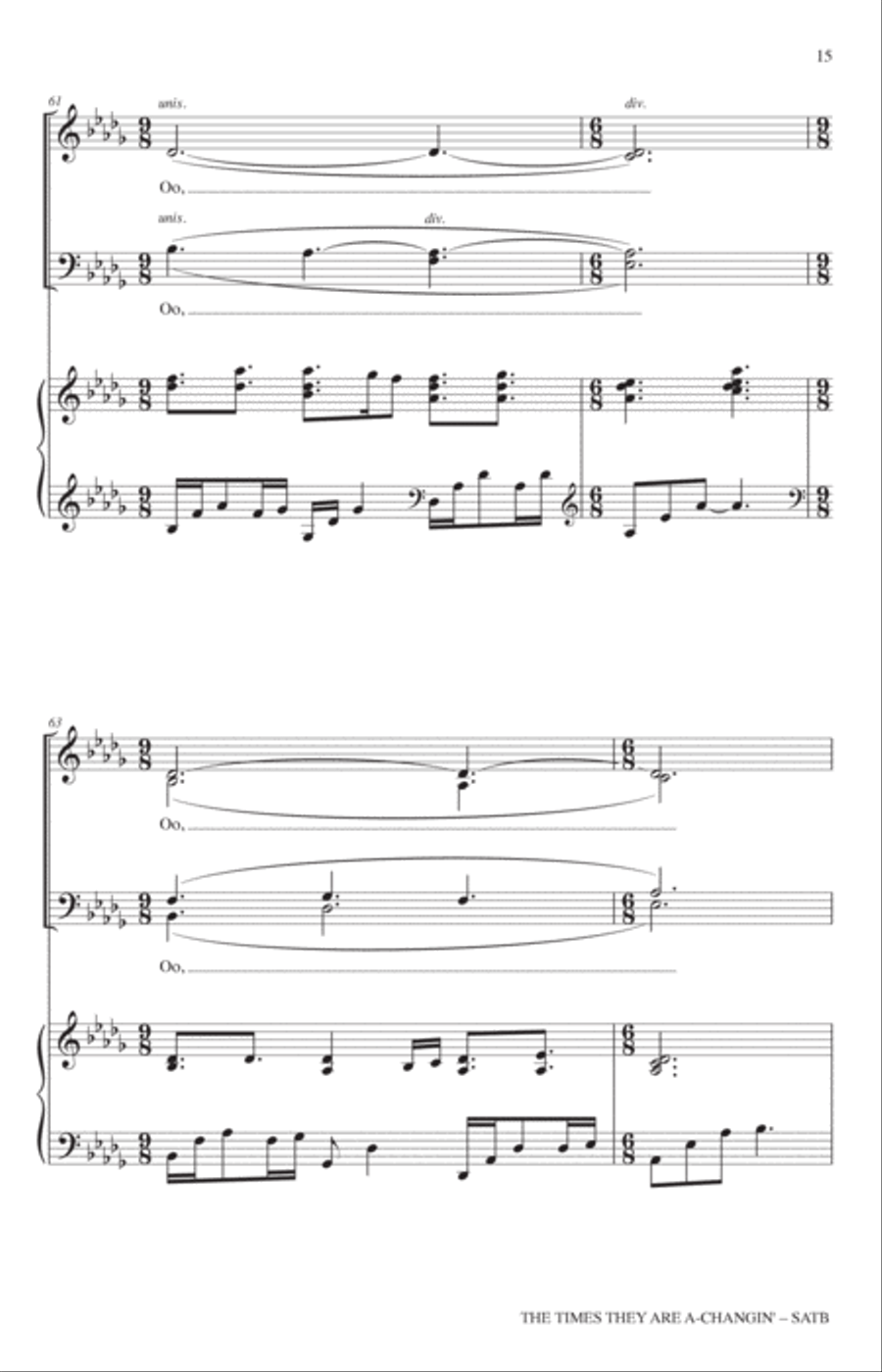 The Times They Are A-Changin' (arr. Adam Podd) 4-Part scores gallery preview page 13