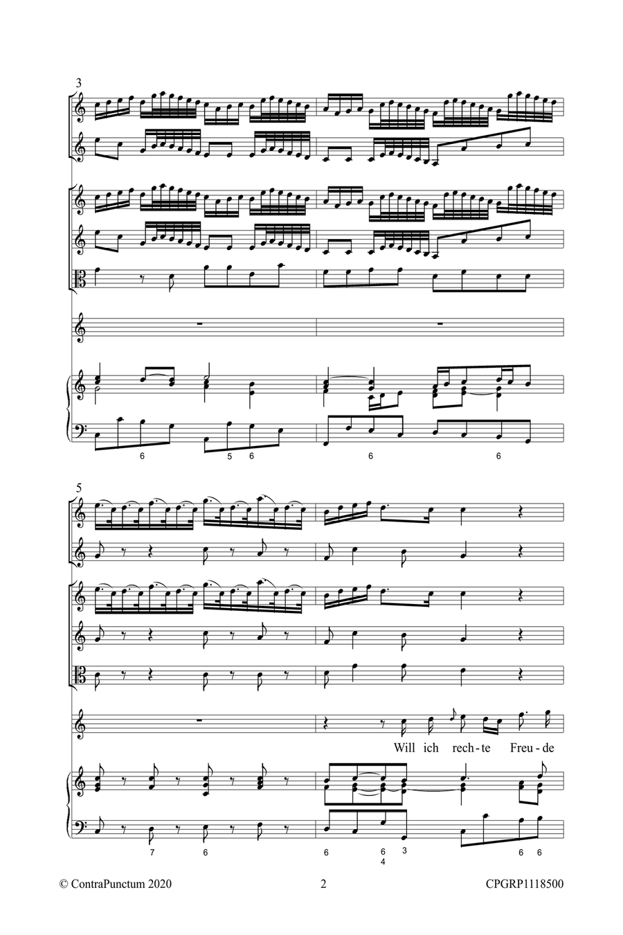 Graupner Christoph Cantata Will ich rechte Freude spühren GWV 1118/15 Small Ensemble scores gallery preview page 6