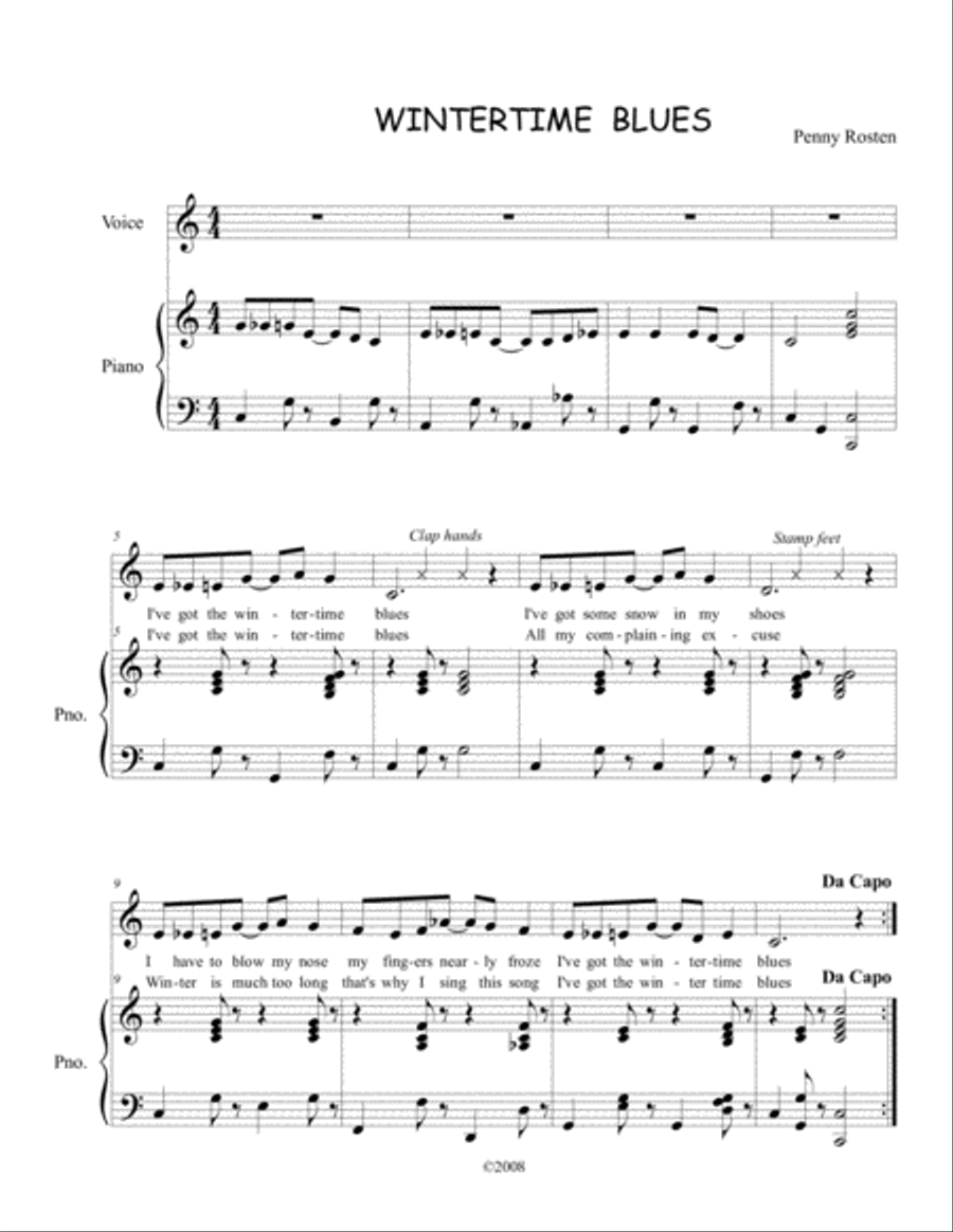 Wintertime Blues Unison Choir scores gallery preview page 1