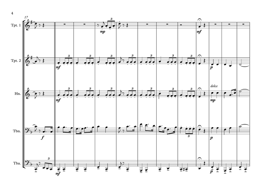 Gabonaise National Anthem (La Concord) for Brass Quintet Brass Quintet scores gallery preview page 4