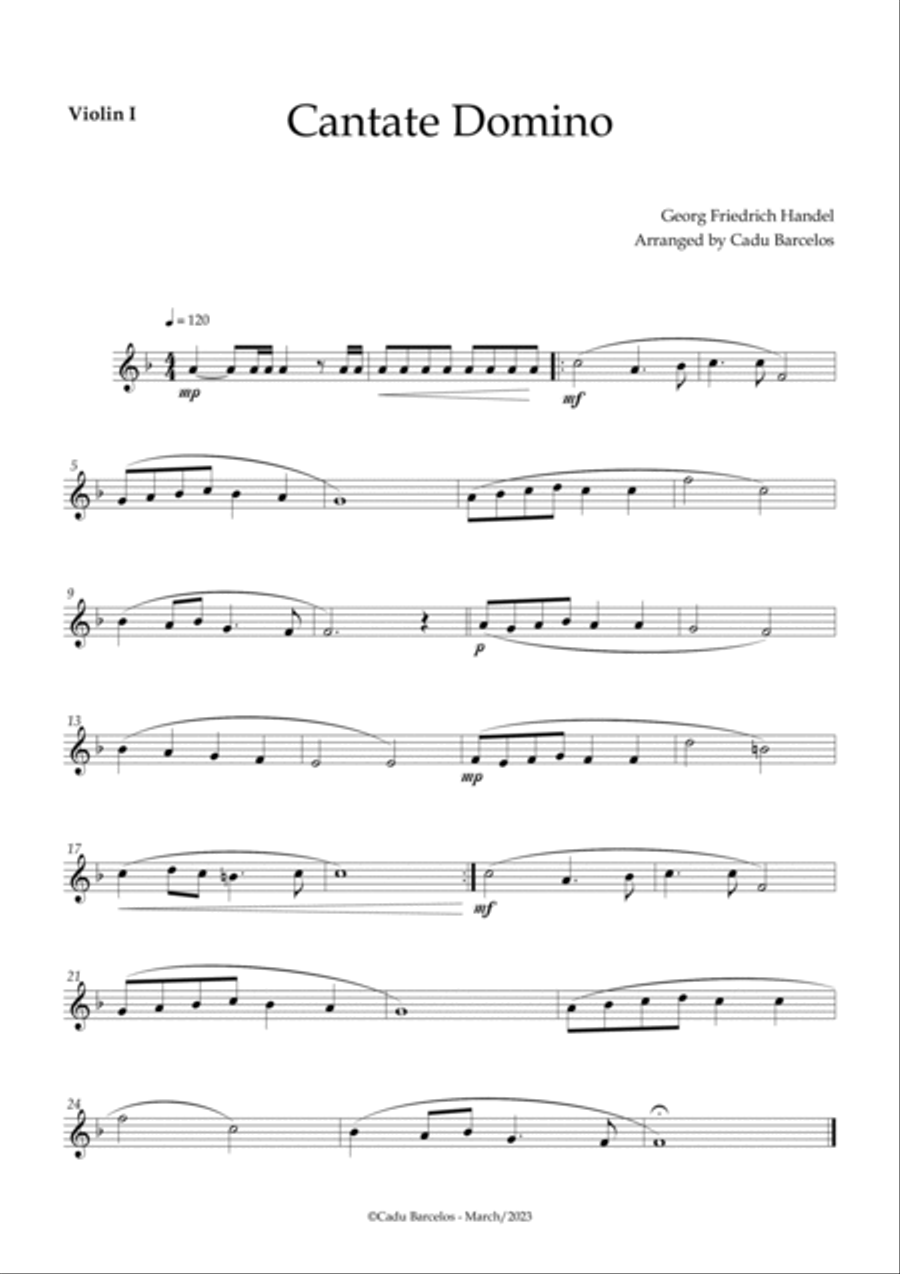 Cantate Domino - Handel (Strings Quartet) Piano and chords String Quartet scores gallery preview page 4