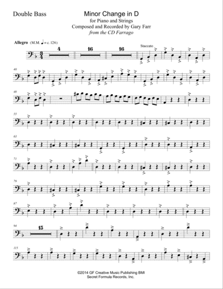 Minor Change in D for Piano & Strings String Orchestra scores gallery preview page 1