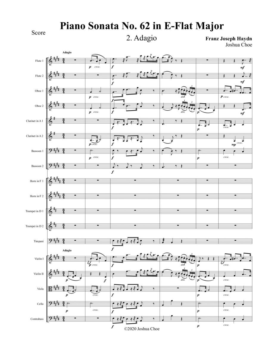 Piano Sonata in E-flat major, Hob.XVI:52, Movement 2