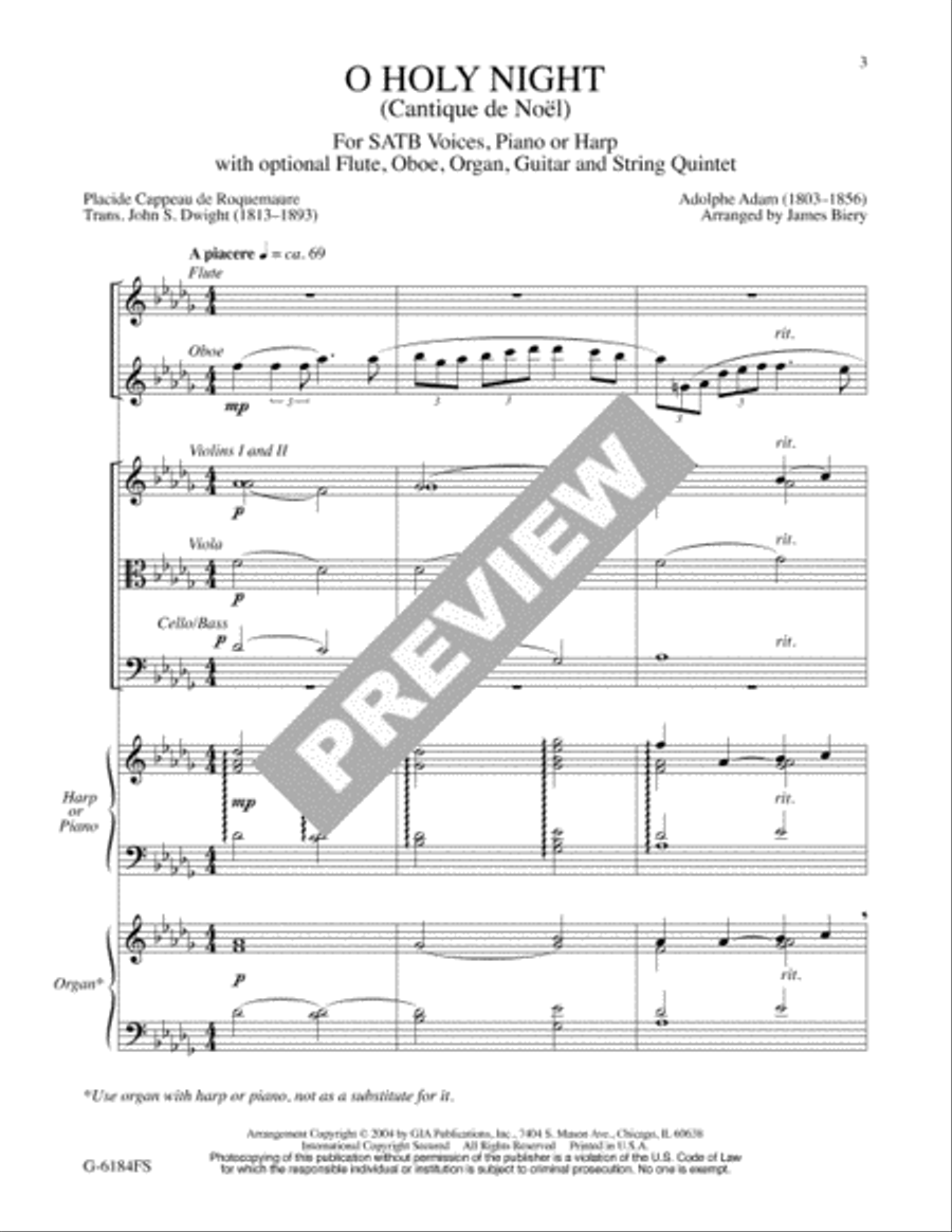 O Holy Night - Full Score and Instrument edition 4-Part scores gallery preview page 4