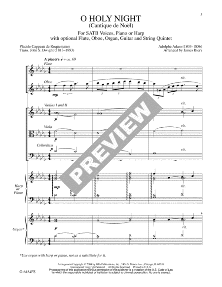 O Holy Night - Full Score and Instrument edition