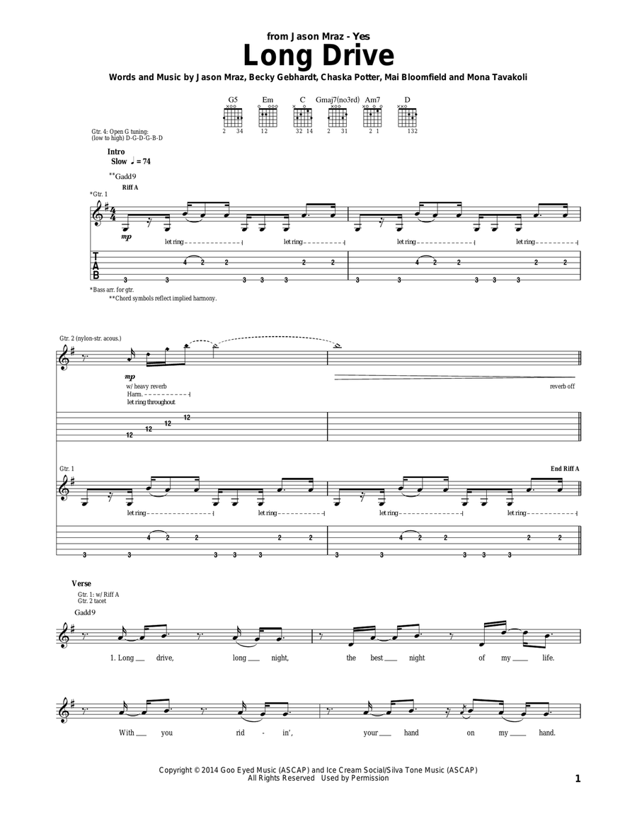 Long Drive Long Drive Acoustic Guitar scores gallery preview page 1