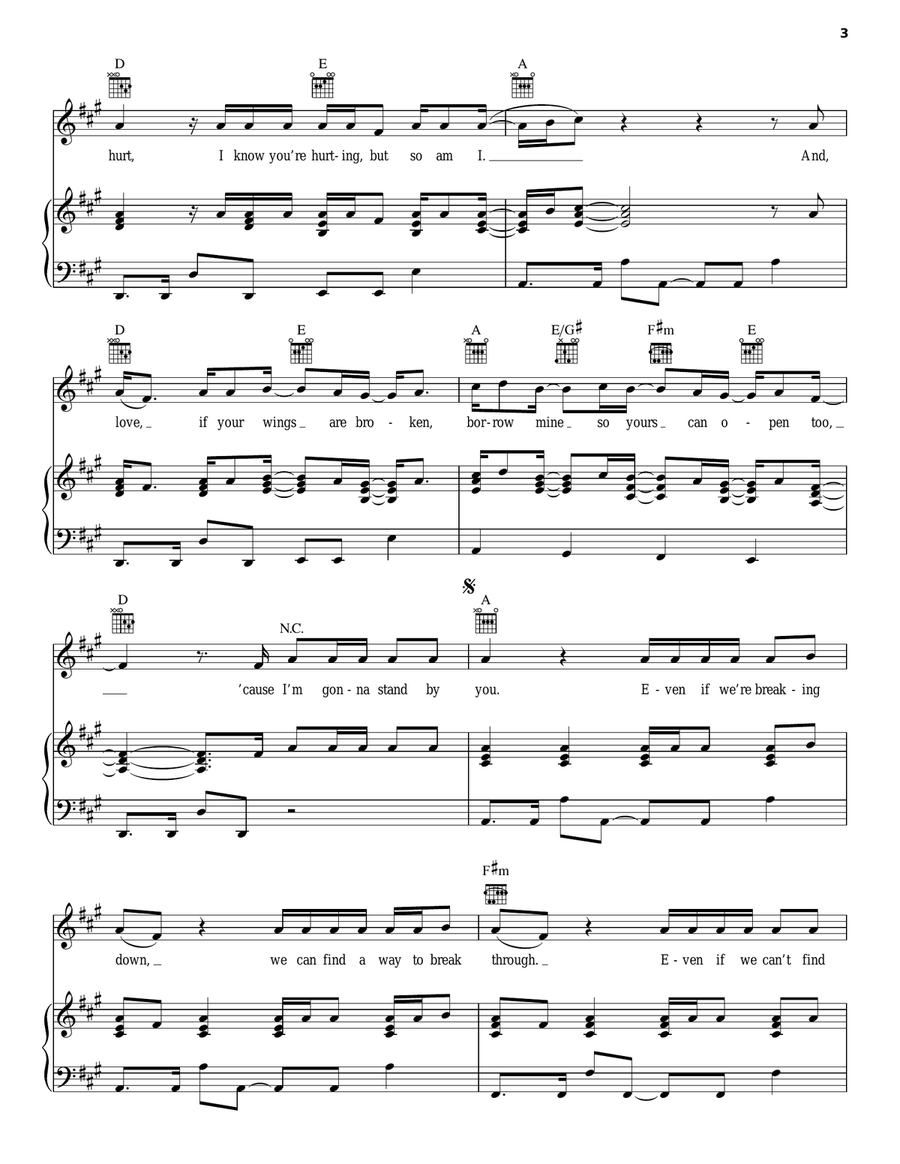 Stand By You Piano, Vocal, Guitar scores gallery preview page 3