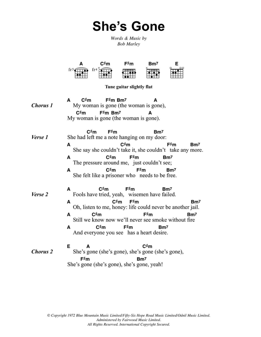 She's Gone Easy Guitar scores gallery preview page 1