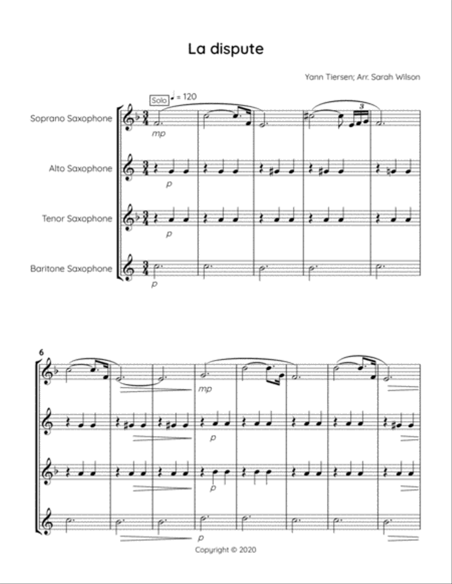 La Dispute Woodwind Quartet scores gallery preview page 1