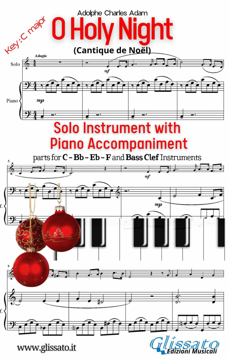 O Holy Night - Solo with easy Piano acc. (key C) image number null