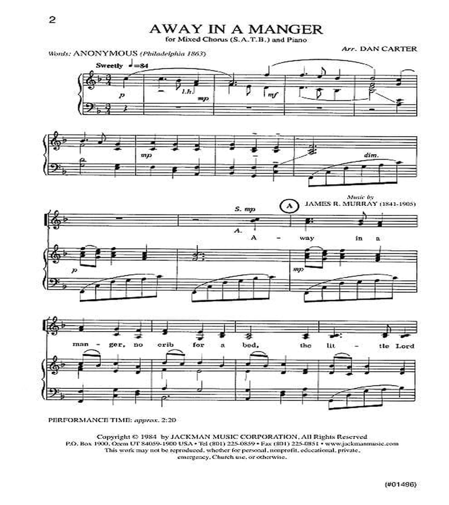 Away in a Manger - SATB 4-Part scores gallery preview page 2