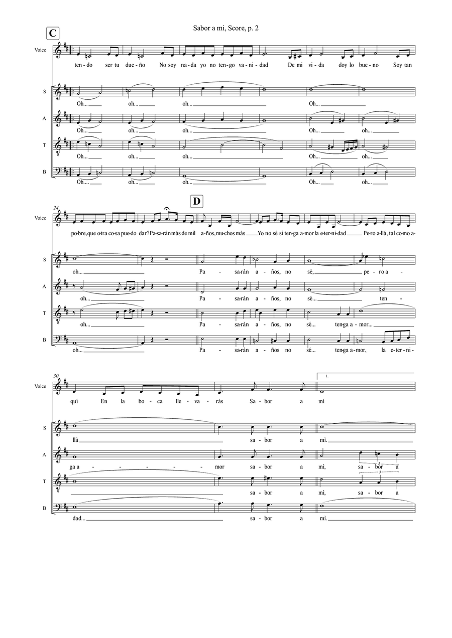 Sabor A Mi (be True To Me) 4-Part scores gallery preview page 2