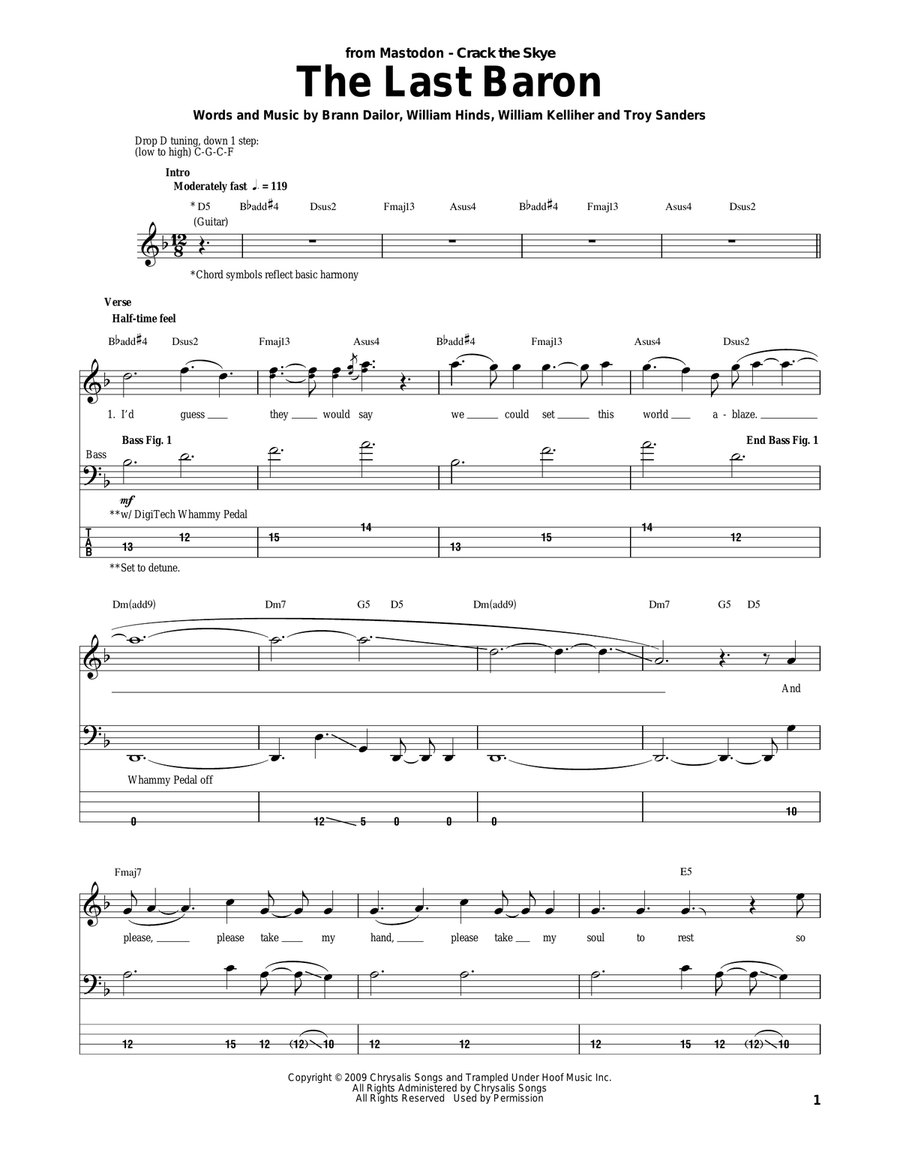 The Last Baron The Last Baron Bass Guitar Tablature scores gallery preview page 1