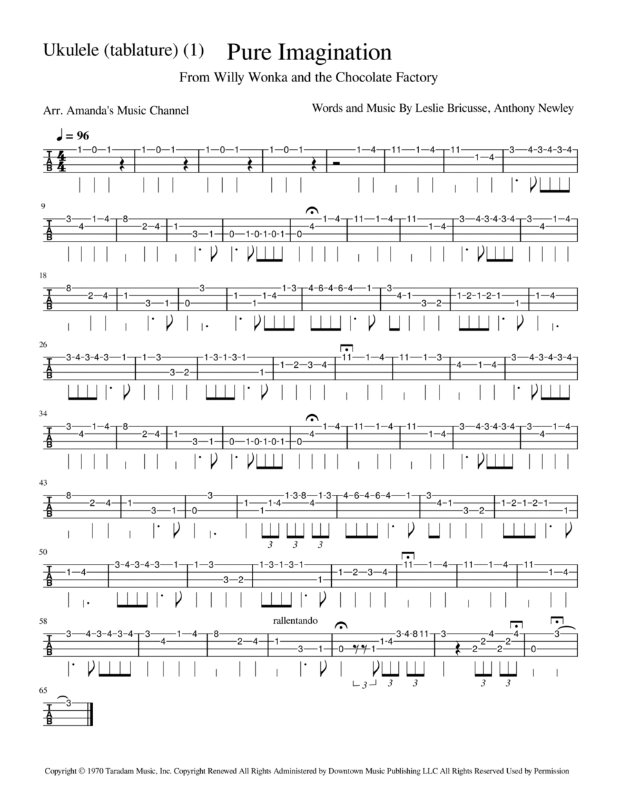 Pure Imagination Pure Imagination Ukulele scores gallery preview page 1