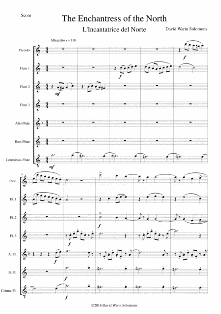 The Enchantress of the North (Incantatrice del Norte) for flute choir Flute Choir scores gallery preview page 1