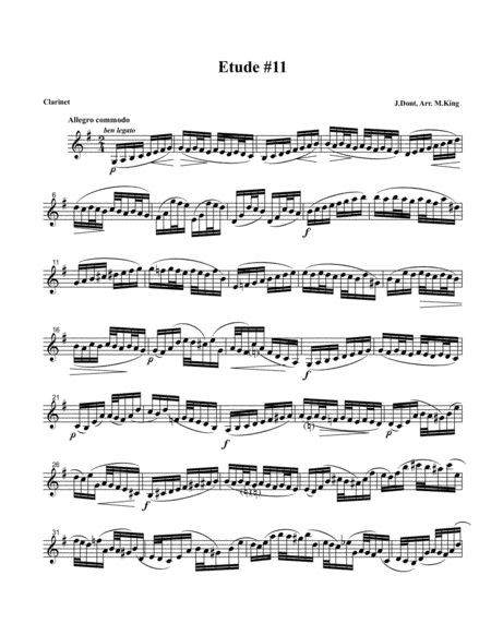 Clarinet Etude #11, Arr. Marten King