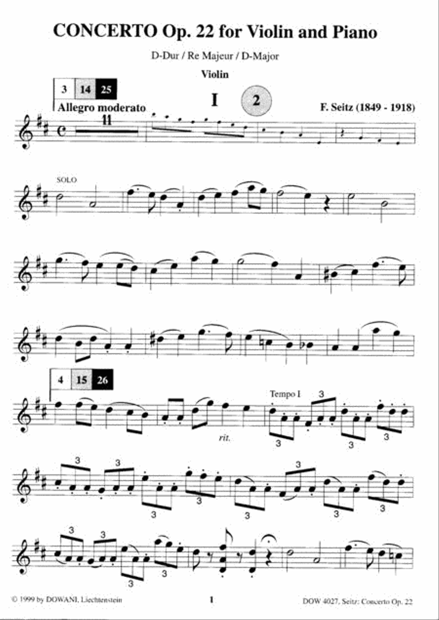 Concerto in D Major for Violin and Piano Op. 22 Violin Solo scores gallery preview page 2