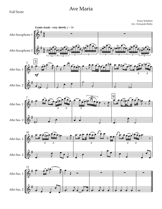 Ave Maria (Franz Schubert) for Alto Saxophone Duo