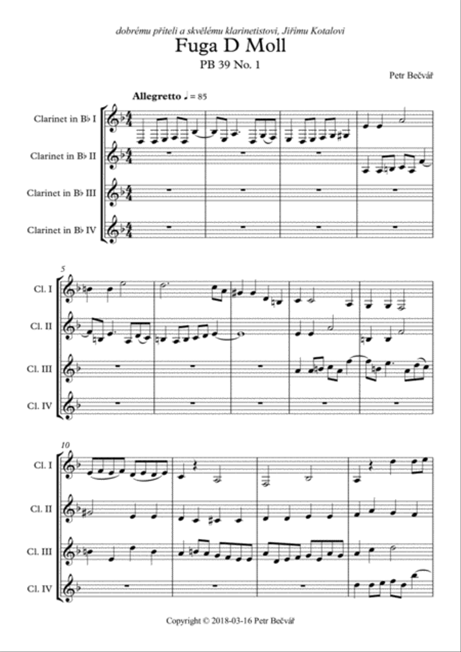 FUGUE IN D MINOR FUGUE IN D MINOR Woodwind Quartet scores gallery preview page 1