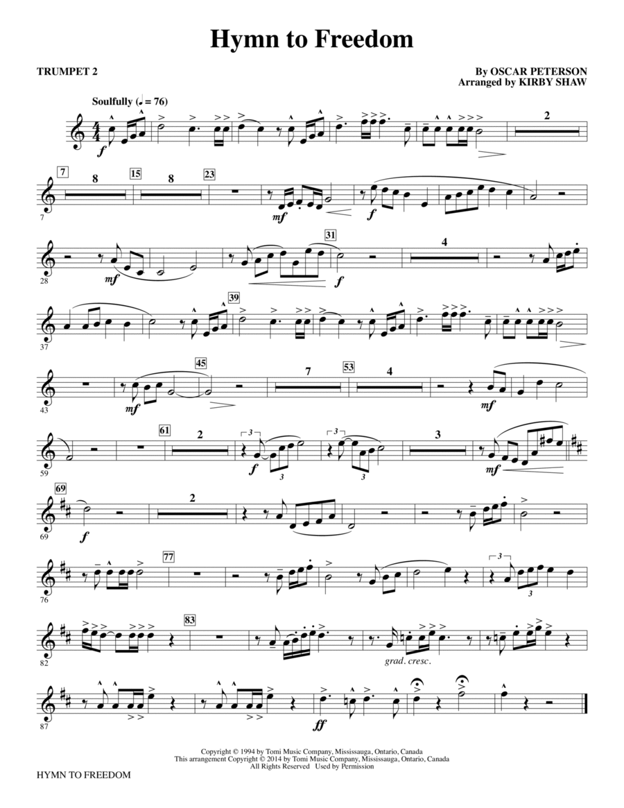 Hymn to Freedom (arr. Kirby Shaw) - Trumpet 2