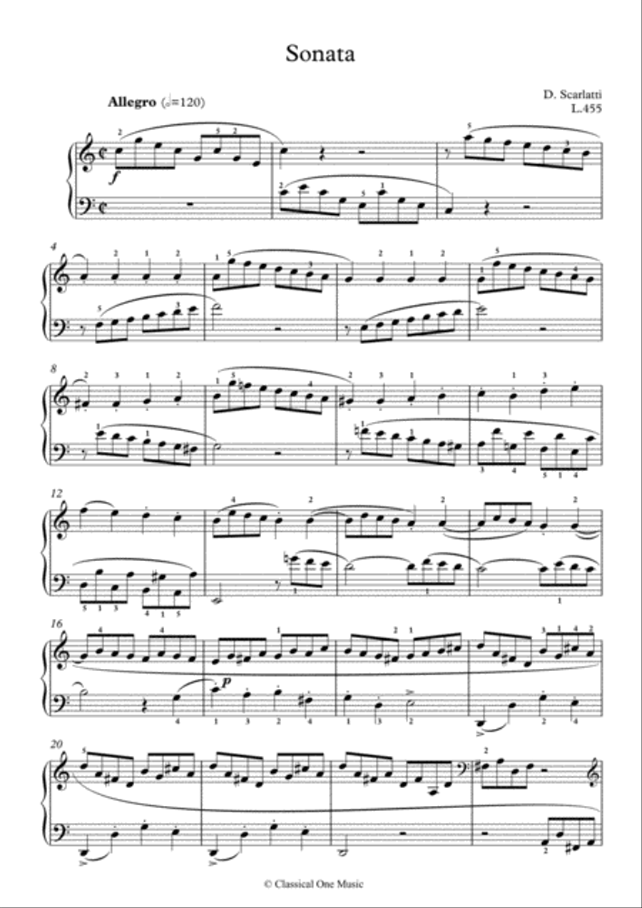 Scarlatti-Sonata in C-Major L.455 K.486(piano) Piano Solo scores gallery preview page 2