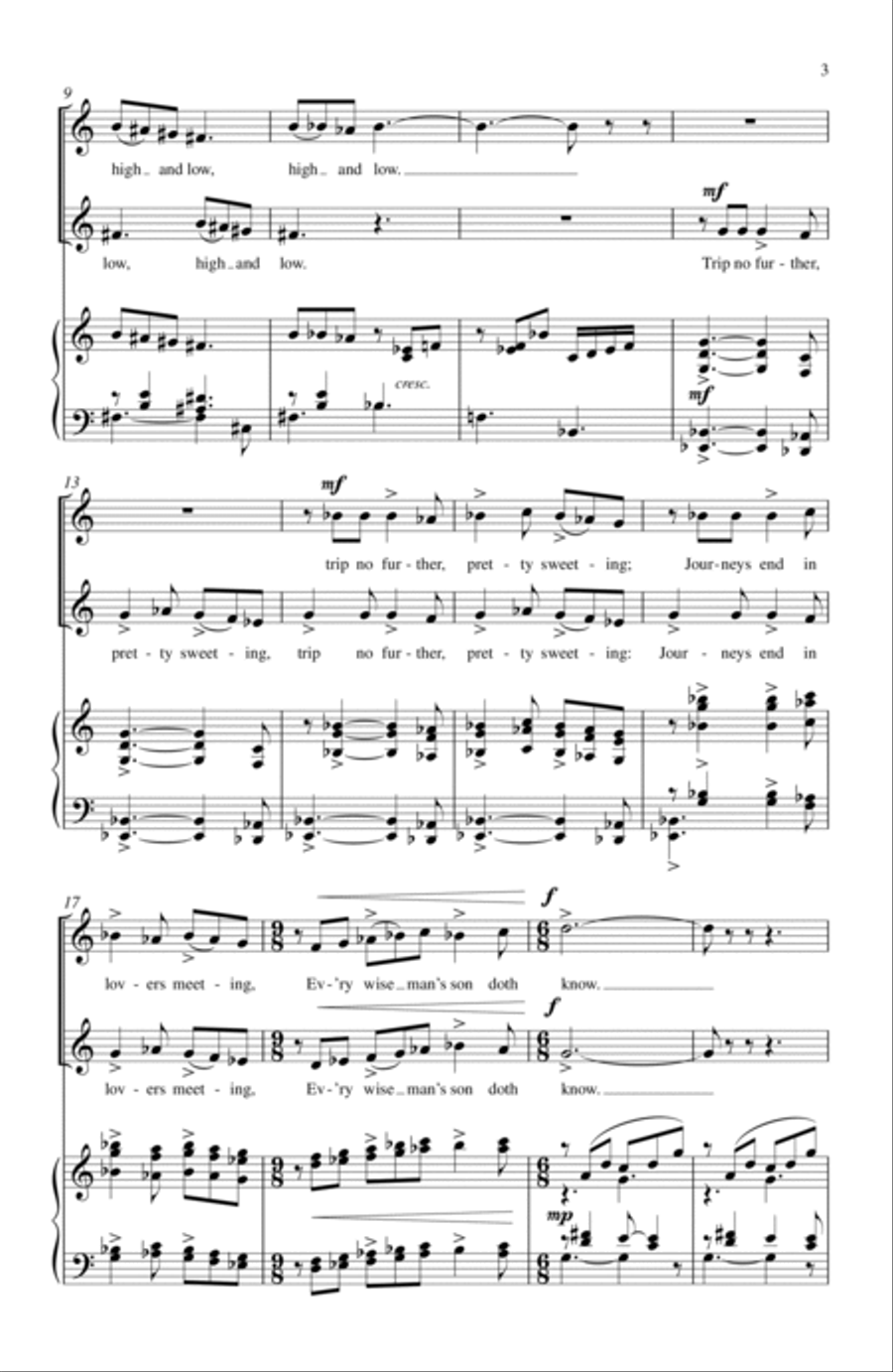 Three Madrigals 2-Part scores gallery preview page 2