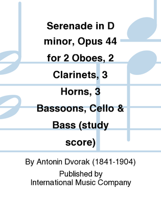 Study Score To Serenade In D Minor, Opus 44 For 2 Oboes, 2 Clarinets, 3 Horns, 3 Bassoons, Cello & Bass