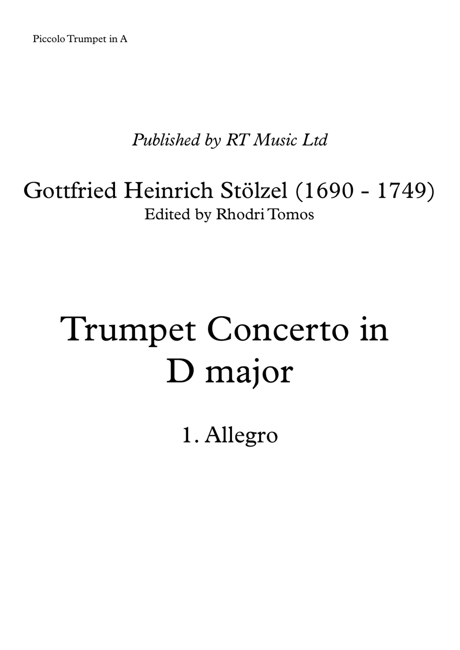 Stolzel Concerto in D major (HauH 5.3). Trumpet solo parts. C Trumpet scores gallery preview page 1