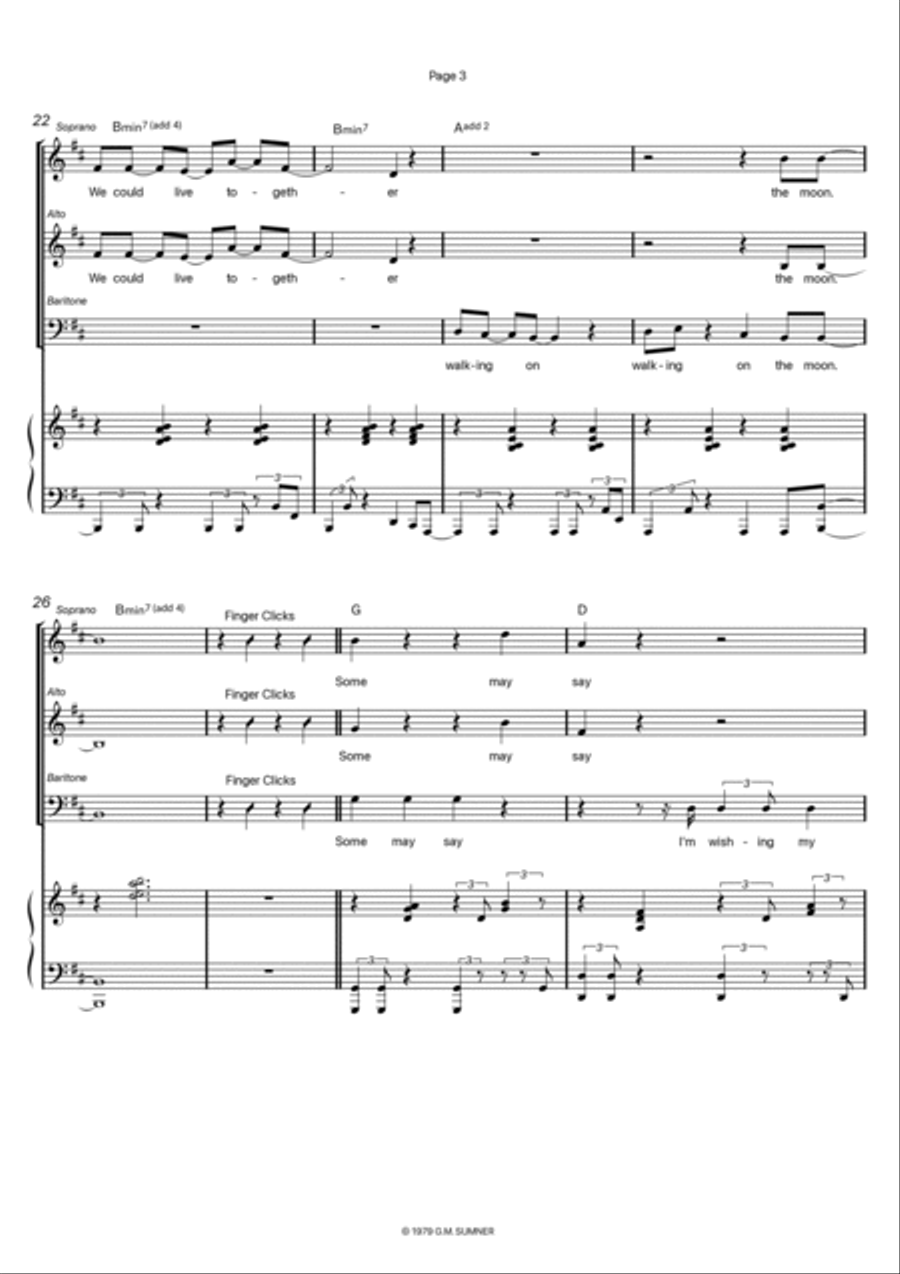 Walking On The Moon 3-Part scores gallery preview page 3