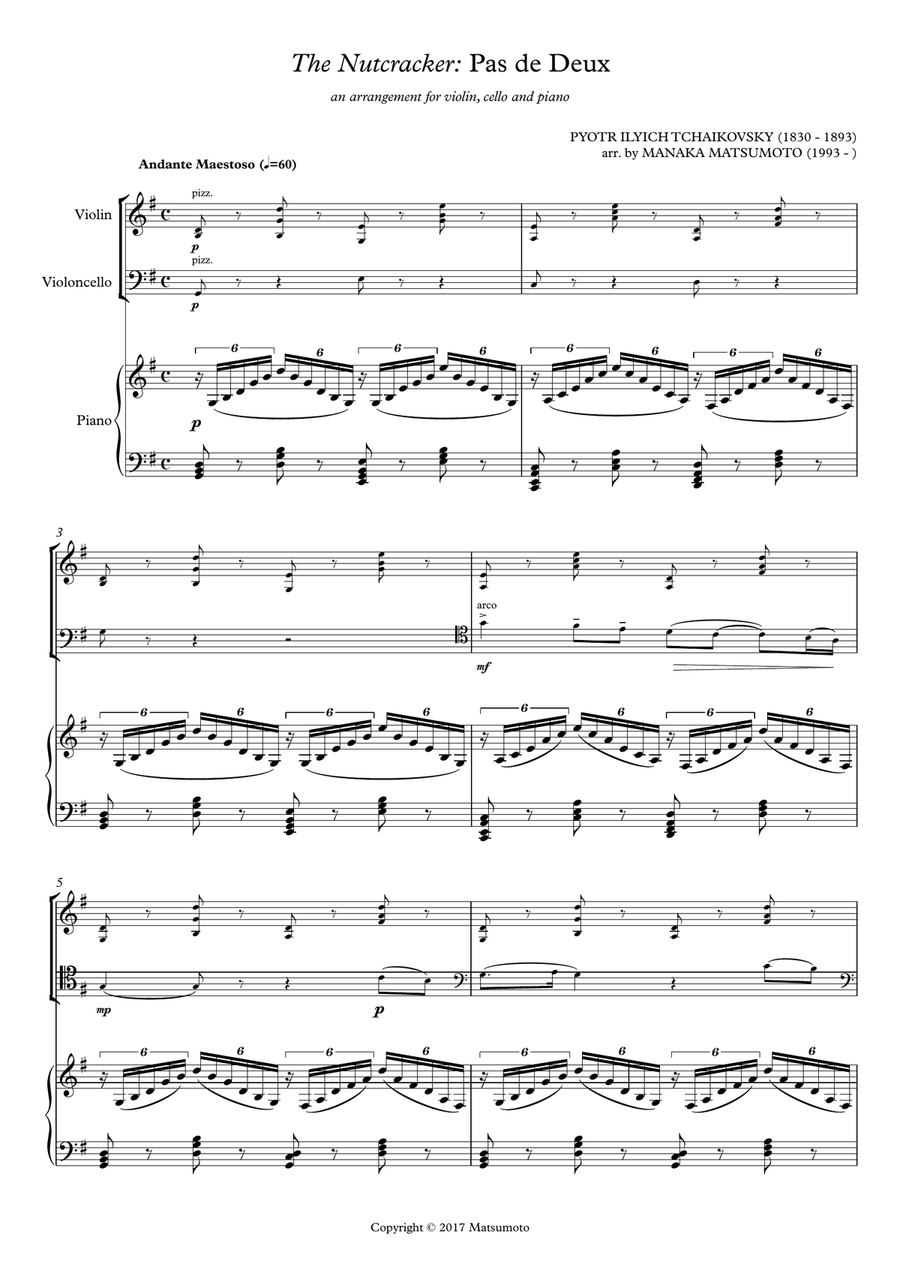 The Nutcracker - Pas De Deux for violin, cello and piano Piano Trio scores gallery preview page 2