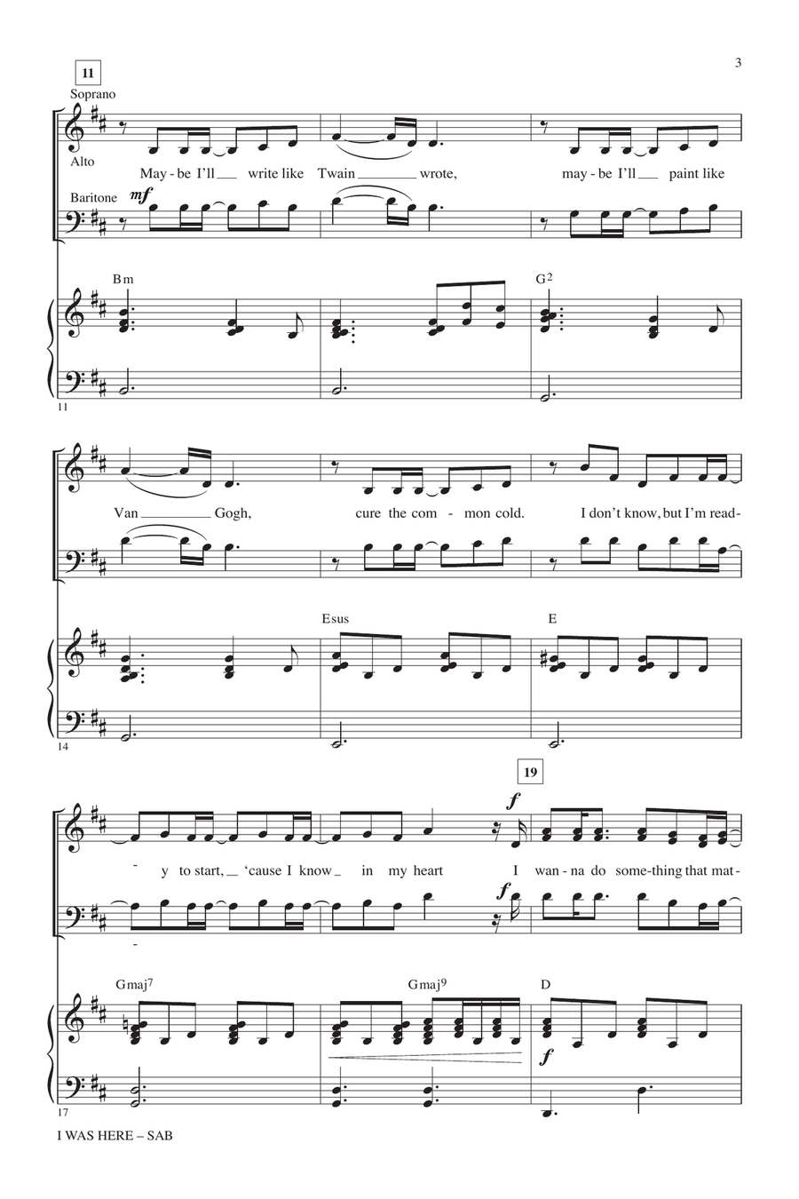 I Was Here (arr. Alan Billingsley) 3-Part scores gallery preview page 2