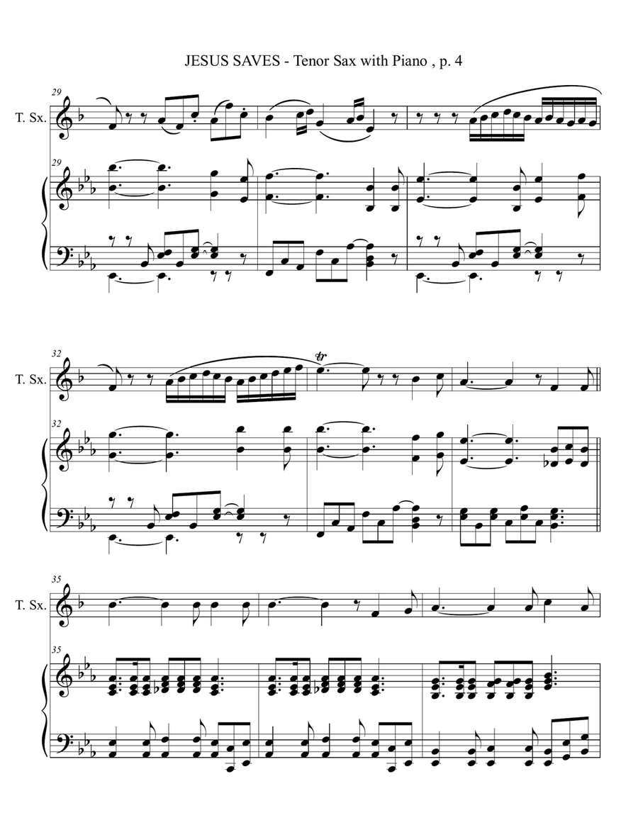 JESUS SAVES (Tenor Sax with Piano - Score & Part included) Tenor Saxophone scores gallery preview page 5