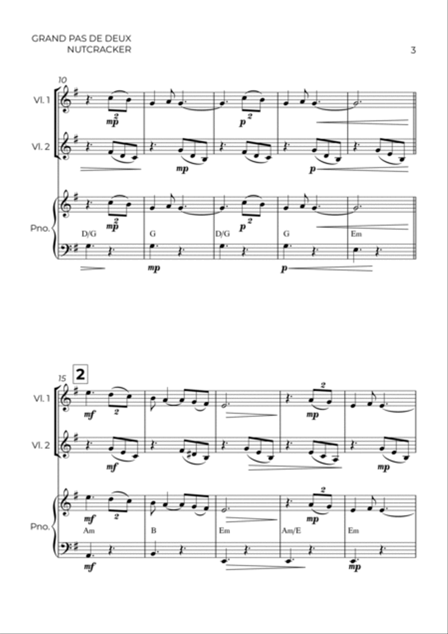 GRAND PAS DE DEUX - NUTCRACKER - STRING PIANO TRIO (VIOLIN, CELLO & PIANO) Piano Trio scores gallery preview page 3