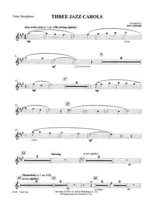 Three Jazz Carols: B-flat Tenor Saxophone