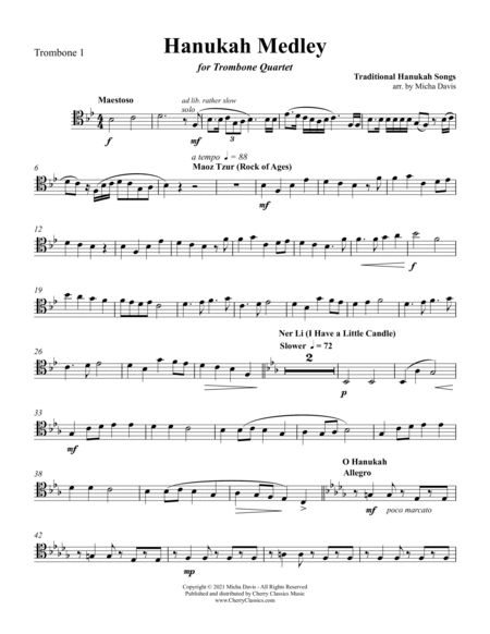Hanukah Medley for Trombone Quartet image number null